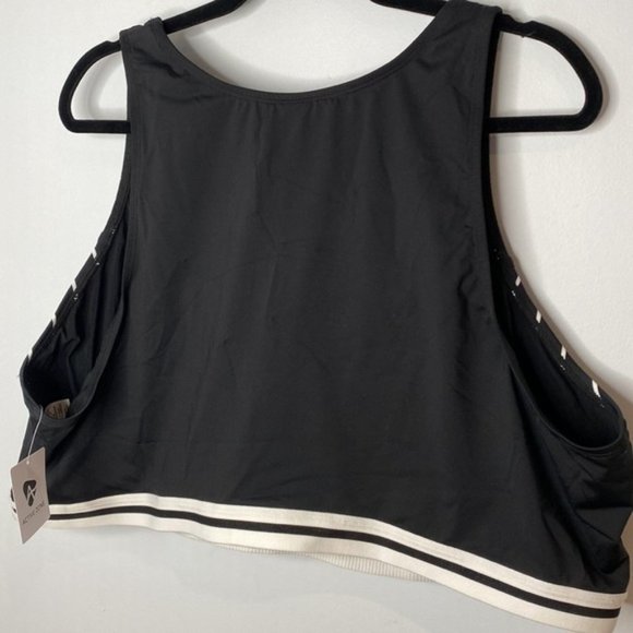 Active Zone Women Black U-Neck Bikini Top with Exposed Elastic Plus Size 4X - Picture 7 of 11